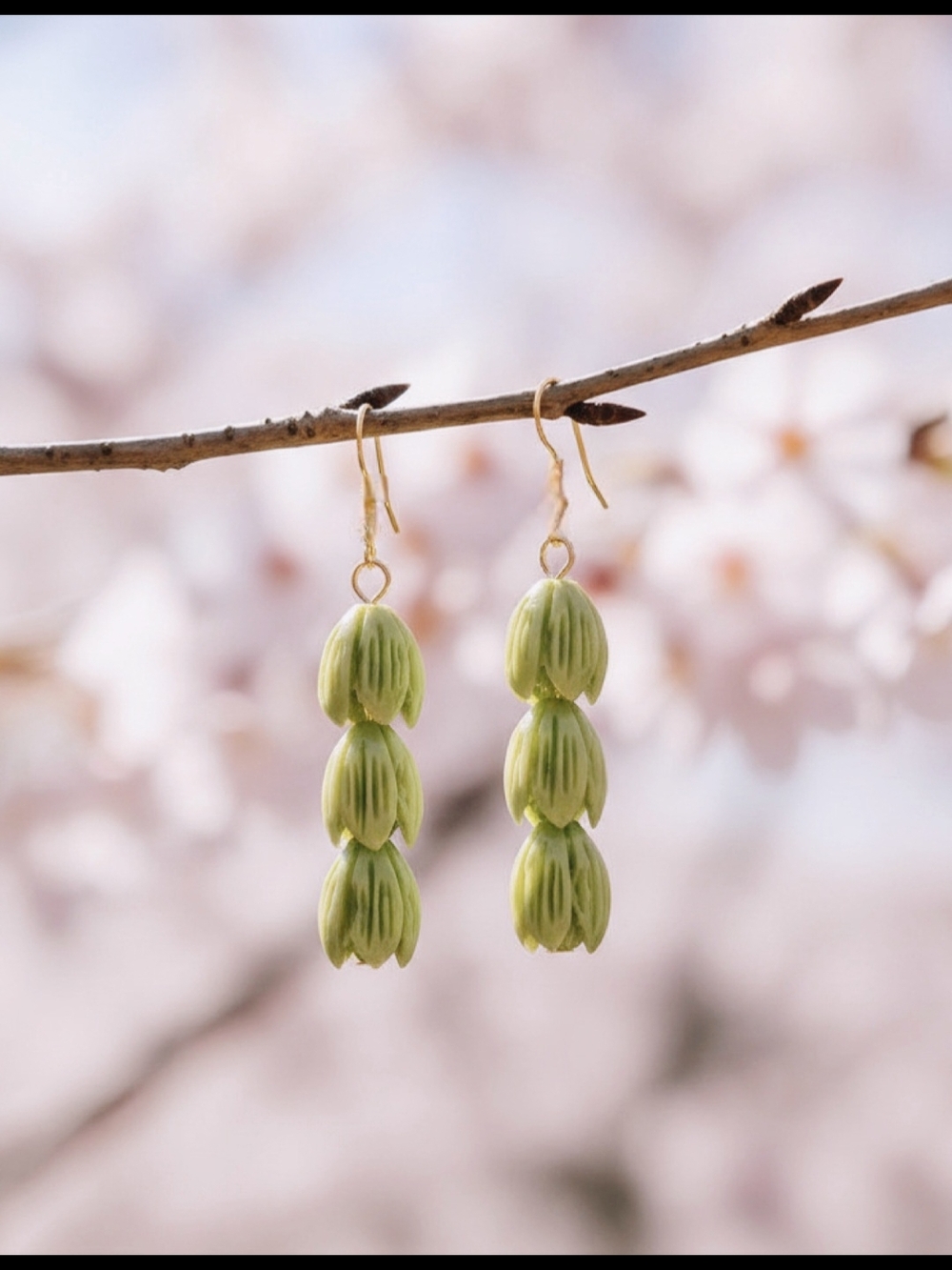 Earrings - Lime Green Floral Drop Hawaiian Women Jewelry- 18K Gold‎ Plated